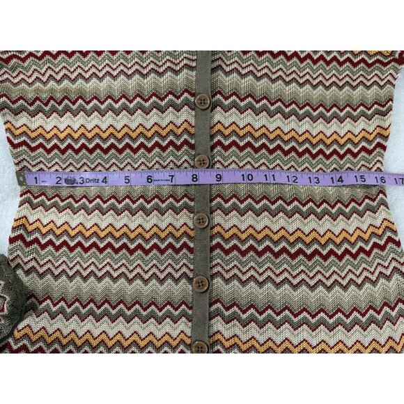 Nautica Jeans Company Zigzag Chevron Knit Cardigan L Made in Australia Y2K Luxe - Picture 11 of 12